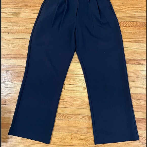 Abercrombie & Fitch Curve Love Sloane Tailored Wide Leg Pant (Size 10, Navy) - Picture 7 of 7